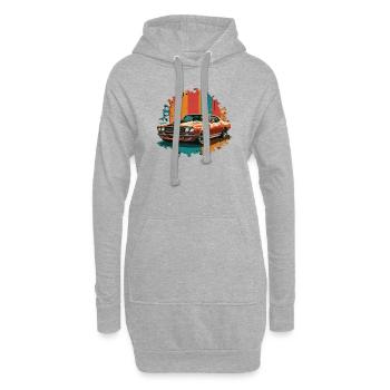 Muscle car rétro 1 - Sweat-shirt à capuche long Femme - gris chiné - Devant