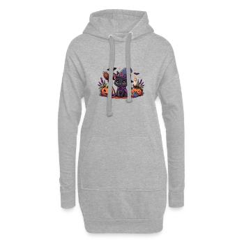 Spooky kitty Halloween 2 - Sweat-shirt à capuche long Femme - gris chiné - Devant