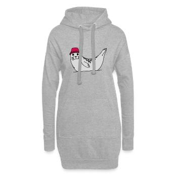 Sceau annelé avec chapeau - Sweat-shirt à capuche long Femme - gris chiné - Devant