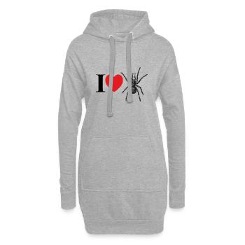 J’adore les araignées avec un cœur et une silhouette d’araignée - Sweat-shirt à capuche long Femme - gris chiné - Devant