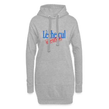 Lèche-cul certifiée - Sweat-shirt à capuche long Femme - gris chiné - Devant