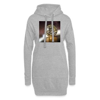 Bitcoin, Lune et étoiles - Sweat-shirt à capuche long Femme - gris chiné - Devant