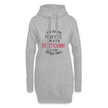 Pas parfaite mais diététicienne - Sweat-shirt à capuche long Femme - gris chiné - Devant