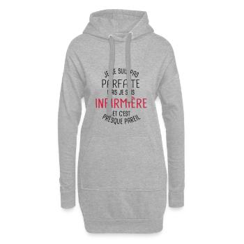Pas parfaite mais infirmière - Sweat-shirt à capuche long Femme - gris chiné - Devant