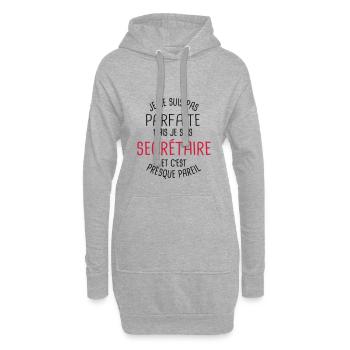 Pas parfaite mais secrétaire - Sweat-shirt à capuche long Femme - gris chiné - Devant