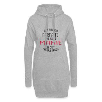 Pas parfaite mais mamie - Sweat-shirt à capuche long Femme - gris chiné - Devant