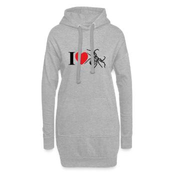 J’adore les araignées avec un cœur et une silhouette d’araignée - Sweat-shirt à capuche long Femme - gris chiné - Devant