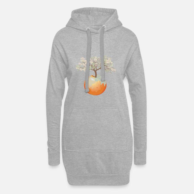 Erde - Apfelbaum - Hoodie-Kleid - Grau meliert