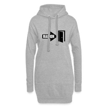 Macron la porte - Sweat-shirt à capuche long Femme - gris chiné - Devant
