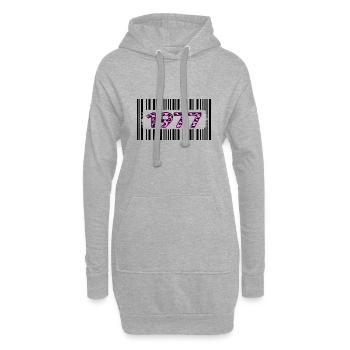 1977 Anniversaire unique rose léopard code-barres - Sweat-shirt à capuche long Femme - gris chiné - Devant