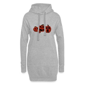 Spooky Halloween | Lustige Kürbisse und Spinnennet - Hoodie-Kleid - Grau meliert - Vorne