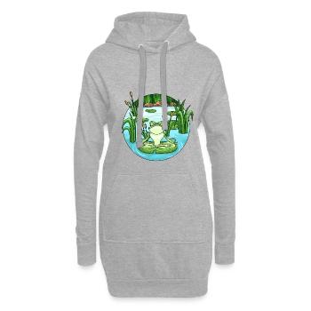 Yoga grenouille dans l’étang - Sweat-shirt à capuche long Femme - gris chiné - Devant