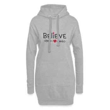 Believe in Love with Red Hearts - ErSa Solutions - Hoodie Dress - heather grey - Front