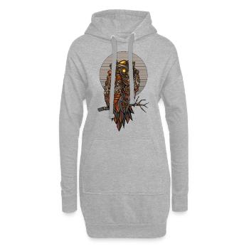 Steampunk Eule in farbig mechanisch geometrisch - Hoodie-Kleid - Grau meliert - Vorne