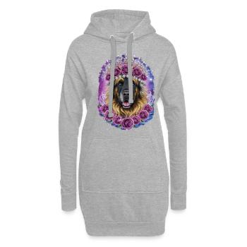 Chien Leonberger avec couronne et roses - Sweat-shirt à capuche long Femme - gris chiné - Devant