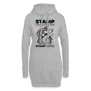 Collectionneur de timbres-poste vintage papa philatéliste - Sweat-shirt à capuche long Femme - gris chiné - Devant