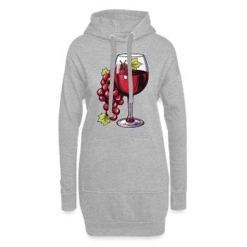 Verre à vin Raisins Vin - Sweat-shirt à capuche long Femme - gris chiné - Devant