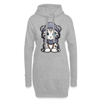 Schneeleopard leopard Tier Baby Comic Winter - Hoodie-Kleid - Grau meliert - Vorne