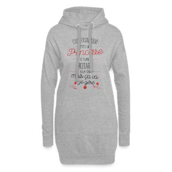 C'est compliqué d'être une Princesse et une motard - Sweat-shirt à capuche long Femme - gris chiné - Devant