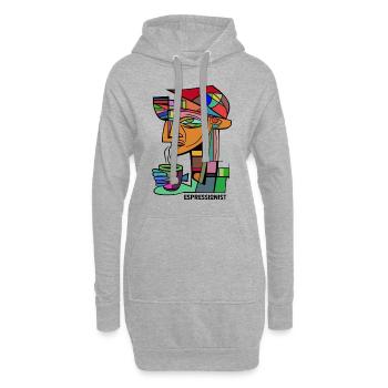 Espressionist - Espresso - Kaffee trinken - Hoodie-Kleid - Grau meliert - Vorne