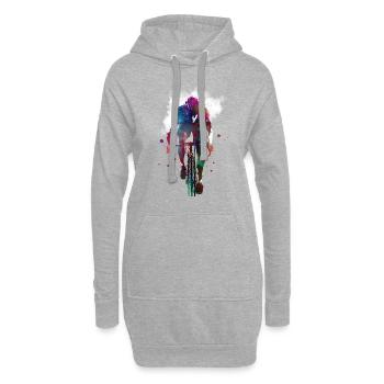 Cyclisme #cycling #sport #bike - Sweat-shirt à capuche long Femme - gris chiné - Devant
