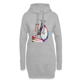 Cyclisme #cycling #sport #bike - Sweat-shirt à capuche long Femme - gris chiné - Devant