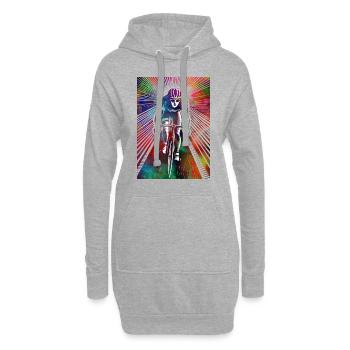 Cyclisme #cycling #sport #bike - Sweat-shirt à capuche long Femme - gris chiné - Devant