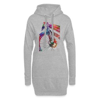Cyclisme #cycling #sport #bike - Sweat-shirt à capuche long Femme - gris chiné - Devant
