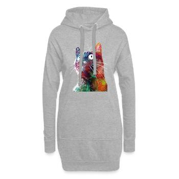 Lustige Katze2 - Hoodie-Kleid - Grau meliert - Vorne