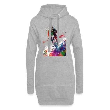 Cyclisme #cycling #sport #bike - Sweat-shirt à capuche long Femme - gris chiné - Devant