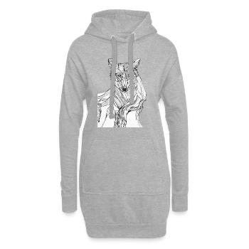 Lignes art loup #wolf - Sweat-shirt à capuche long Femme - gris chiné - Devant
