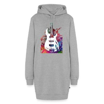 Musik Bassgitarre - Hoodie-Kleid - Grau meliert - Vorne