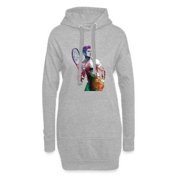 Joueur de tennis sport art #tennis #sport - Sweat-shirt à capuche long Femme - gris chiné - Devant
