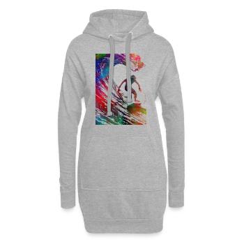 Surfeur sport art #surfer #sport - Sweat-shirt à capuche long Femme - gris chiné - Devant