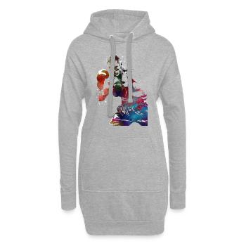 Boxe sportive #boxing - Sweat-shirt à capuche long Femme - gris chiné - Devant