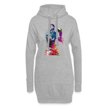 Boxe sportive #boxing - Sweat-shirt à capuche long Femme - gris chiné - Devant