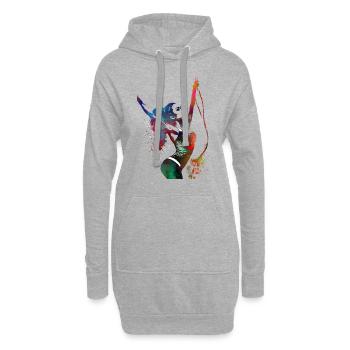 Articles de sport de fitness #fitness - Sweat-shirt à capuche long Femme - gris chiné - Devant