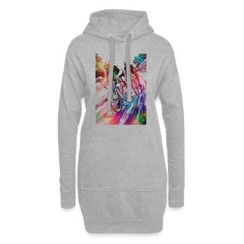 Cyclisme #cycling #sport #bike - Sweat-shirt à capuche long Femme - gris chiné - Devant