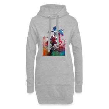 Cavalier sport art #rider #horse #sport - Sweat-shirt à capuche long Femme - gris chiné - Devant