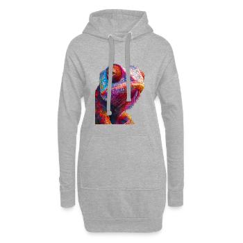 Caméléon - Sweat-shirt à capuche long Femme - gris chiné - Devant