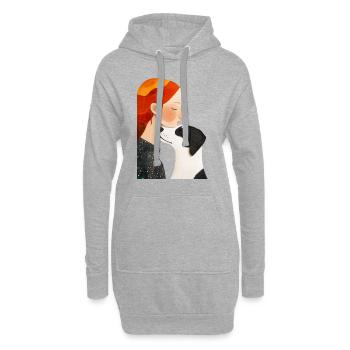 Je t’aime chien - Sweat-shirt à capuche long Femme - gris chiné - Devant