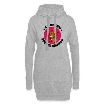 Vegan / Veganerin / For the animals / Girlie - Hoodie-Kleid - Grau meliert - Vorne