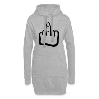 main, doigt g1 - Sweat-shirt à capuche long Femme - gris chiné - Devant