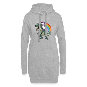 Einhorn Dinosaurier T-Rex Regenbogen Geschenk - Hoodie-Kleid - Grau meliert - Vorne