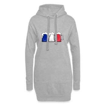 France - Coupe du Monde - Cadeau - Bière - Sweat-shirt à capuche long Femme - gris chiné - Devant