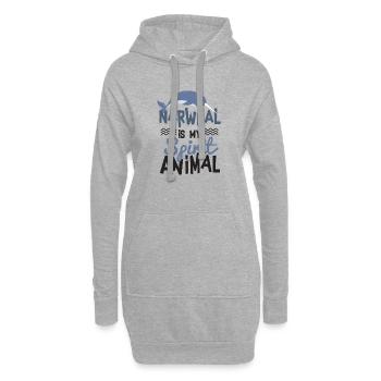 Narwhal ist mein Geist-Tier-niedliches T-Shirt - Hoodie-Kleid - Grau meliert - Vorne