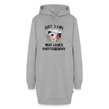 Just a girl who loves photography - Hoodie-Kleid - Grau meliert - Vorne