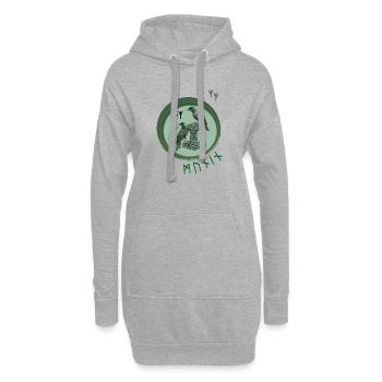 Thor Hammer Mjölnir avec Odin Ravens Hugin et Munin - Sweat-shirt à capuche long Femme - gris chiné - Devant