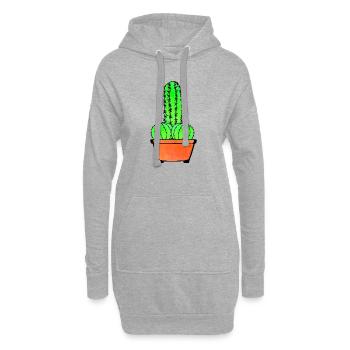 Cactus provocateur et Aloe - Sweat-shirt à capuche long Femme - gris chiné - Devant