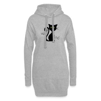 Schwarze Katze - Hoodie-Kleid - Grau meliert - Vorne